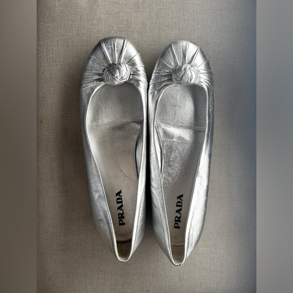 Silver Prada flats